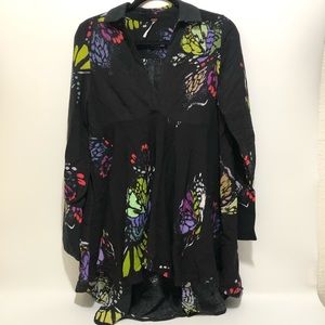 Free People Field of Butterflies Black Top size XS